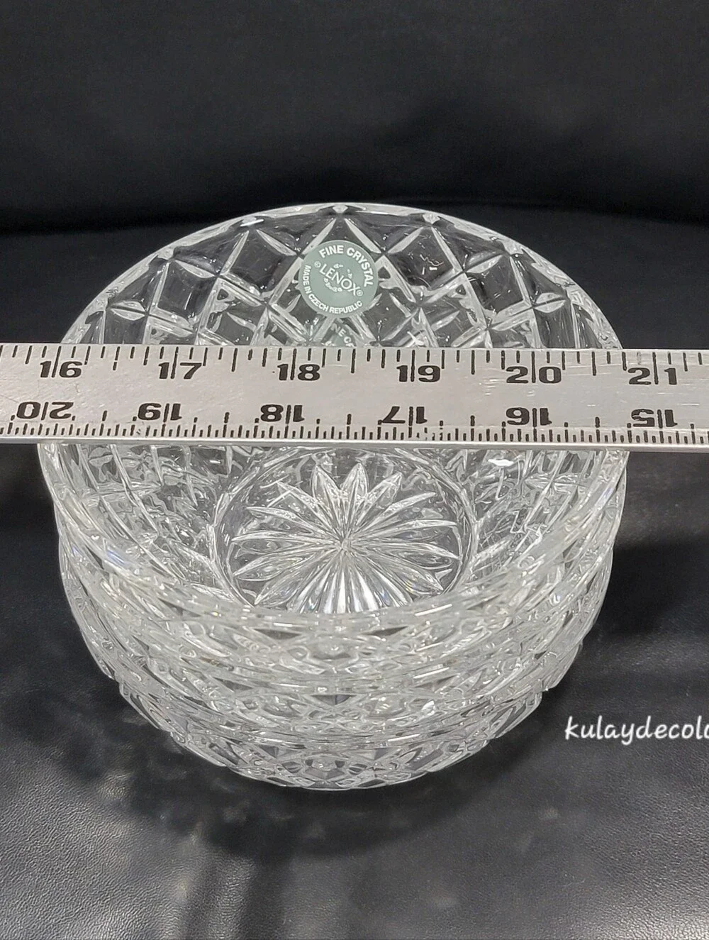 Lenox Fine Crystal Dessert Bowls Set of 3 Starburst Base Diamond Cut Pattern 5